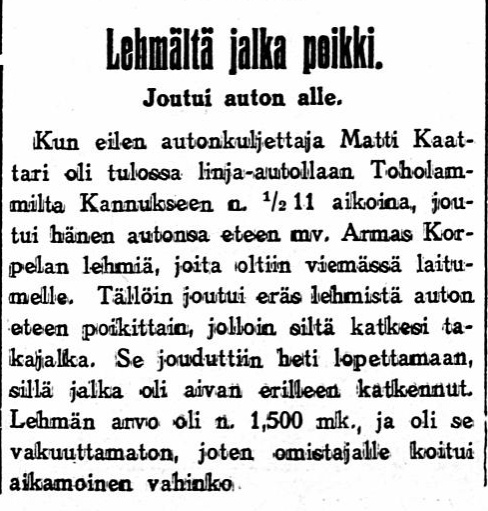 Tiedosto:6.10.1934 Pohjanmaan Suunta - Lehmä-onnettomuus.jpg