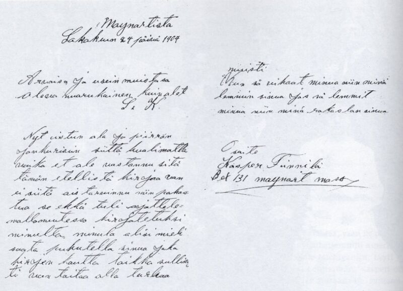 Tiedosto:Kasperi Finnilän kirje Lydia Klemolalle.jpeg