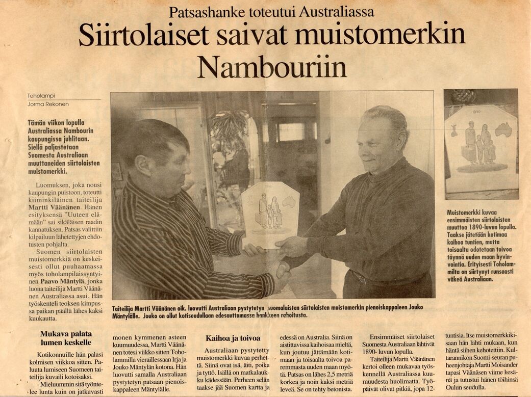 Lestinjoki 5.4.1997 - Patsashanke toteutui Australiassa.jpg
